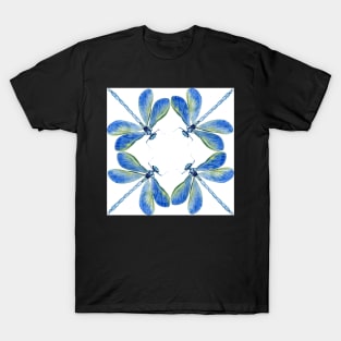 Blue Dragonfly watercolour tile T-Shirt